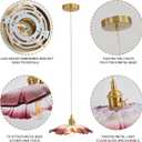 Pendant Lights Kitchen Island Glass Vintage Hanging Light Fixture Purple Flower Light E26 Gold Lights for Bedroom Kitchen Hallway Light Fixtures Bathroom Purple Sunflower Light 2 Pack