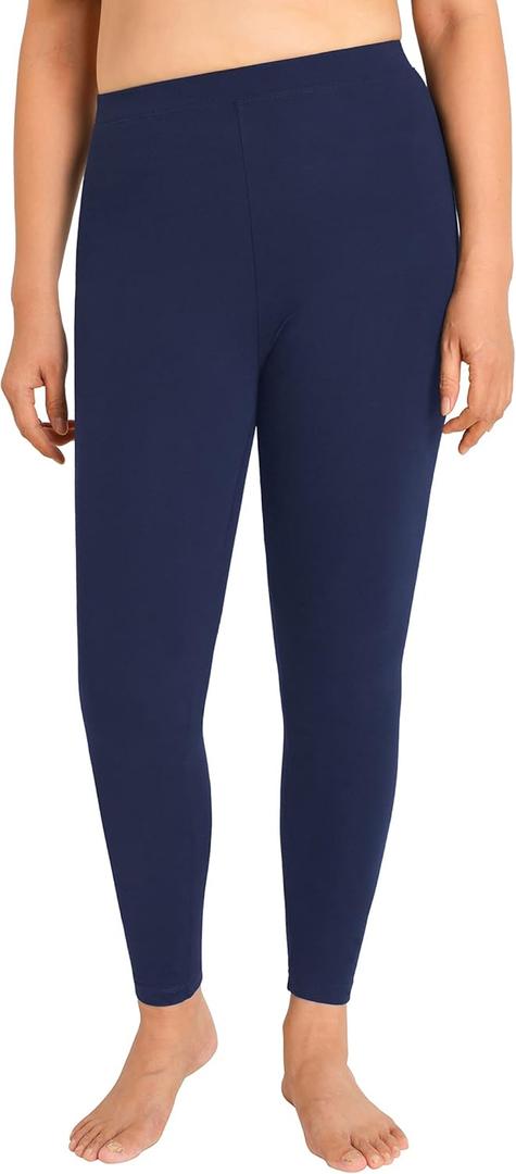 Weintee Women's Plus Size Cotton Leggings (3X-Large Plus, Navy)