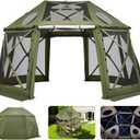 VEVOR Pop Up Gazebo Screen Tent, 13 x 13 ft Large High 13-Sided Camping Canopy Tent with Removable Top & Carry Bag, Quick Set & Bite-Proof Mesh Screen Sun Shelter for 10-12 Persons Backyard Patio