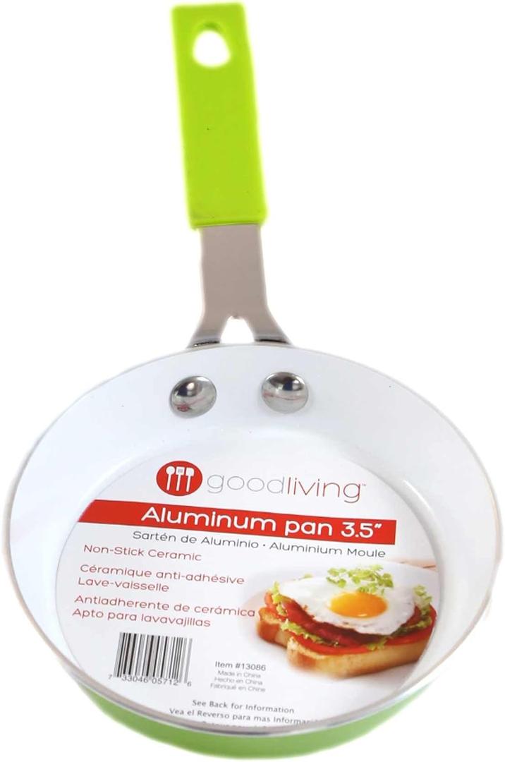 Good Living 3.5" Fast-Heating Aluminum Single-Egg Pan, Colors Vary, 1-Pack, Non-Stick Ceramic, Aluminum Frying Pan, Great For Pancakes, French Toast, Eggs, Omlets, And Much More