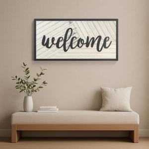 Welcome Sign Indoor Wall Decor Large 32"x16" with 3D Wooden Letters | Horizontal Farmhouse for Front Door, Entryway, Living Room | Rustic Brown Housewarming Gift, Oversized