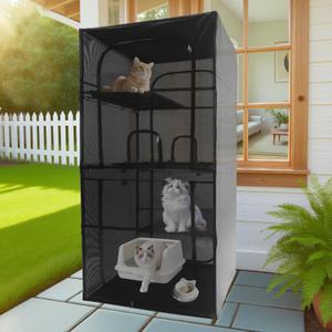 Catio Outdoor Cat Enclosure Window 72.4" H Large Cat Cage with Perches 4 Tiers Cat Patio Playpen Kitten Kennel for Multiple Indoor Cats (36.2L 36.2W 72.4" H)