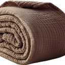 100% Cotton Muslin Blanket Large 50"x 70", Breathable and Lightweight Cotton Throw Blanket for Bed and Couch, Soft Cooling Summer Gauze Blanket for Adults All Season, Linen Brown (07 - Tan)