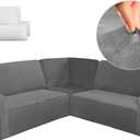 Breling 3 Pcs L Shaped Couch Covers for Sectional Corner Sofa Stretch 5 Seat Washable Corner Sofa Slipcover Sectional Couch Protector for Living Room(Dark Gray,Velvet)