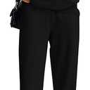 PRETTYGARDEN Long Sleeve Half Zip Sweatsuits Women 2 Piece Outfit Spring Casual Sweatshirt Sweatpants Lounge Set Tracksuit, Medium, Black 