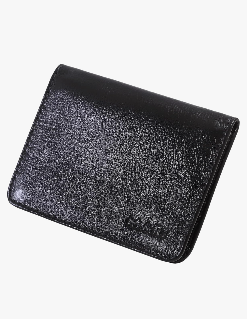 Slim Wallet, Leather Credit Card Holder with Minimalist Slim Front Pocket 154 (Black)