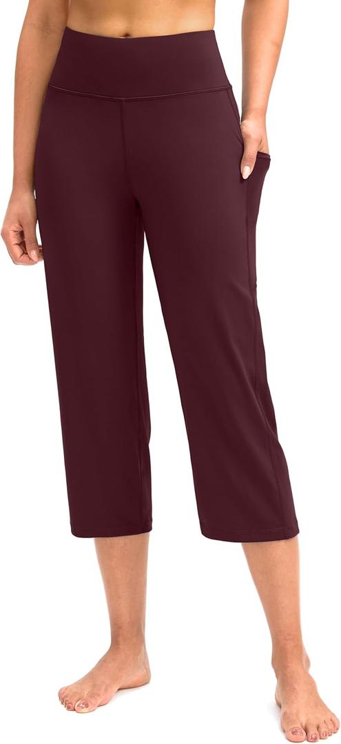 G Gradual Capri Pants for Women High Waist Workout Yoga Pants with Pockets Tummy Control Leggings Crop Straight, XL