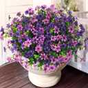 Artificial Flowers for Outdoors, 12 Bundles Multicolor Faux Silk Flower Spring Summer Decoration, Artificial Plants Fake Outdoor Flowers UV Resistant No Fade for Home Planter Porch Patio Yard Decor (Double Purple)