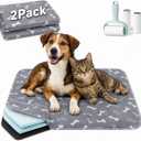 2 Pack Puppy Pads with Pheromones, Washable Puppy Pee Pads, Reusable Pads for Dogs & Cats, Leakproof & Odor Control, Non-Slip Training Pads for Home & Travel, 16"x24" (Lint Roller Included)