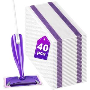 40 Counts Disposable Mop Pad Refills for Swiffer Wet Pads Refill, Replacement for Swiffer Wet Jet Disposable Wet Jet Hardwood Floor Spray Mop Pads Refills, Thickness & Absorbent