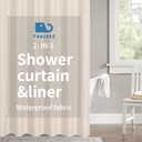 2-in-1 Waterproof Extra Long Fabric Shower Curtain or Liner, Linen Textured,84 Inch Breathable TPU & Washable Bathroom Shower Curtain Set with 12 Plastic Hooks, Modern, 72"x84" Cream