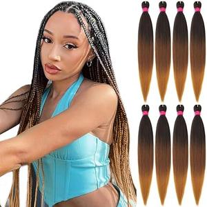 Pre Stretched Braiding Hair,Ombre Braiding Hair 28''-8 packs Silky Color Blend Braid Hair Extensions, 100% Synthetic Crochet Hair Braids, Yaki Texture Hair Braiding