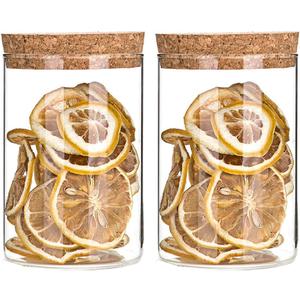 Airtight Glass Storage Containers with cork Lid, for Kitchen Pantry Organization and Storage Jar Ideal for Coffee Beans Snacks Flour Cereal Sugar Tea 21oz. (Circular 4.7 * 3.3in*2pcs)