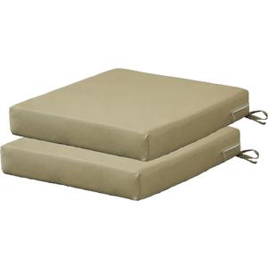 SAMTY Patio Chair Cushions Non Slip Bottom Chair Pad with TiesSet of 2 Waterproof Square Outdoor Seat Cushion Replacement for Garden Swing Furniture 18x18 Inch, Light Khaki