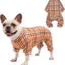SCENEREAL Plaid Dog Pajamas for Small Medium Large Dogs, Classic Puppy Clothes Sweaters, Soft Doggie Onesie Jammies Cat Pjs Outfits Girls Boys, Beige M