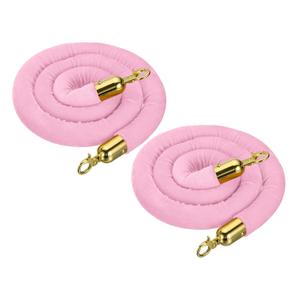 MECCANIXITY Velvet Stanchion Rope 5 Ft/1.5 M, Barrier Rope Velvet Carpet Ropes with Snap Hooks for Posts Stands Queue Divider Crowd Control, Pink Golden Pack of 2