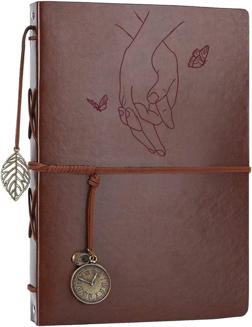 Photo Album 4x6 160 Photos, Leather Photo Albums with Writing Space With 30 Writing Paper, Travel Family Wedding Kids Graduation Ultrasound Baby Picture Album Scrapbook Photo Album (holding hands)