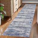 KOZYFLY Modern Abstract Washable Rug Runner 2x7 Hallway Runner Rug Non-Slip Soft Kitchen Runner Rugs, Print Grey-Blue Striped Carpet Runner for Entryway Bathroom Laundry Room Foyer