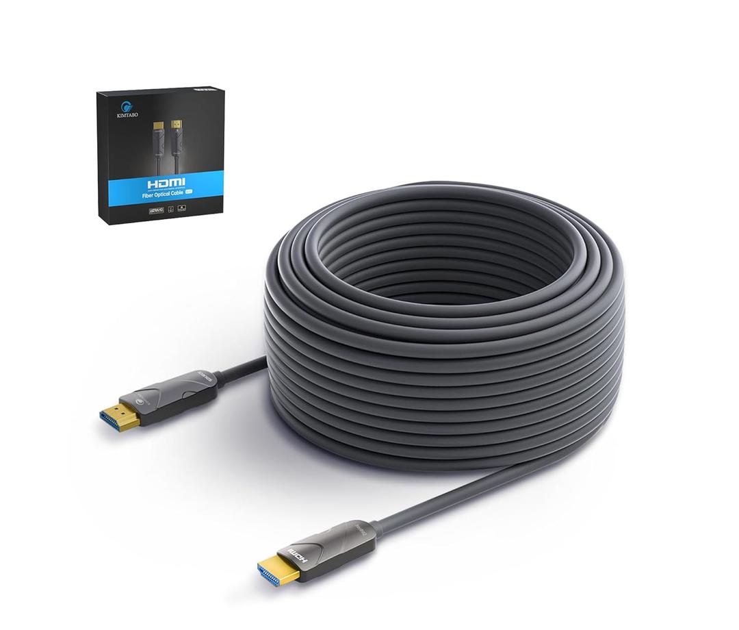4K HDMI Cable 75 ftFiber Optic HDMI Cord (HDMI2.0b, 18Gbps, 4K 60Hz 4:4:4 RGB, 1080p), Ultra High Speed Uni-Directional Active Slim Cord, Compatible with PC Laptop PS3 PS4 Projector HDTV (Grey)