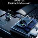 USB C Car Charger, 126W [Dual PD60W&QC30W] Cigarette Lighter USB Car Charger Adapter Fast Charging 4 Ports Car Phone Charger for iPhone 17/16/15/14/13, Samsung Galaxy S25/S24Google Pixel Laptop