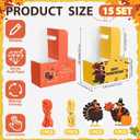 TaoBary 30 Set Thanksgiving 2 Cup Drink Carrier with Handle Portable Foldable Tray Drink Holder Yellow Orange Disposable Cardboard Coffee Cup Holder with Pumpkin Maple Leaf Cards, Thanksgiving Gifts