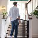 Babelio Baby Gate for Stairs, Kitchen & Doorways, No Bottom Bar| Easy Install| One-Handed Operation| Auto-Close| Hardware Mount Safety Dog Gate (Black, 34" H, 29.7-46.5" W)