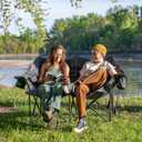 Double Camping Chair Padded 2 Person Camping Chair Camping Loveseat - Heavy Duty Oversized Camping Couch for Adults Outdoor Lawn Beach - Portable Folding Sofa with Cup Holders and Carry Bag, Grey