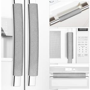 Refrigerator Door Handle Covers, Set of 5, Keep Your Kitchen Appliance Clean from Smudges, Drips, Food Stains, Oil, Handmade Decor Protector for Fridge, Ovens, Dishwashers (Grey) (Gray, 5 pcs)