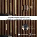 Recessed LED Strip Lighting for Wood Slat Wall, 6PCS 3000K Clip-in Lights, No Adhesive, Hidden Design with Touch Dimmer & Switch for Living/Kitchen/Bedroom, Fits 0.51" & 0.59" Wall Panel(Black Cover)