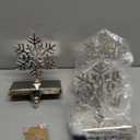 Jetika Christmas Stocking Holders for Mantle Set of 4, Snowflake with Diamond Stocking Hanger for Mantel Weighted Heavy Metal Stocking Hook Stand for Fireplace Counter Window Decoration, 4-Pack