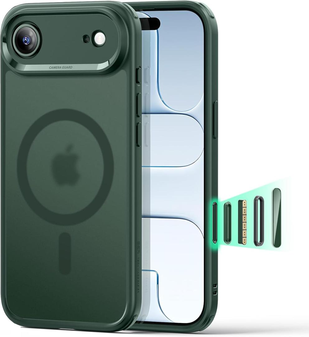 ESR for iPhone Air Case, Camera Control Cover, Compatible with MagSafe, Shockproof Military-Grade Protection, Magnetic Phone Case for iPhone Air, Classic Hybrid Case, Frosted Green