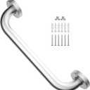 12 Inch Satin Brushed Nickel Shower Grab Bar - 1" Diameter, iMomwee Stainless Steel Bathroom Grab Bar Handle, Balance Bar for Shower and Wall, Safety Hand Rail Support, Handicap Elderly Assist Handle