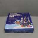 5 FT Pop Up Christmas Tree with Timer Lights and Decorations, Green Tinsel Artificial Christmas Tree with 24 Balls Ornaments, Collapsible Pencil Tree for Xmas Home Office Party Decor