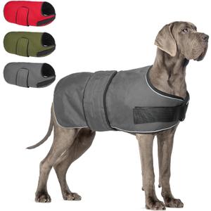 BEAUTYZOO Dog Winter Coat for X-Large Dogs Waterproof, Warm Reflective Great Dane Oxford Canvas Jacket, Fleece Dog Cold Weather Coats Windproof for Female Male Dogs, Grey XL (XL(Chest Girth 34"-45", Back 24", Neck 24"-29"))