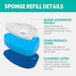 Dish Wand Refills Sponge Head with Hole,Non Scratch Dishwand Refill Heavy Duty Replacement Head,Soap Control Dispensing Scrubbers for Kitchen,Pans,Dishwasher Tools,Compatible Sponges Scrub with Handle (10 Count)