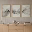 Aurlan Large Neutral Abstract Framed Canvas Wall Art Set-24"x36"x3