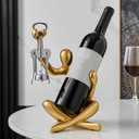 FJSPERM Thinker Statue Wine Rack, Gold Modern Rack for Kitchen Table Decor, Single Wine Bottle Holder Countertop for Bar, Small Bottle Holder Rack
