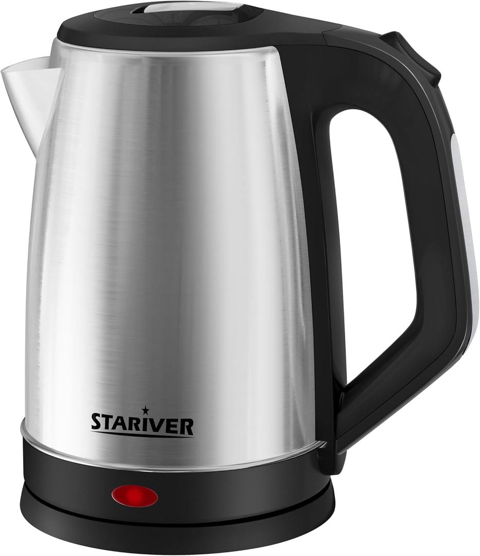 Stariver 2.5L Large Electric Kettle, BPA Free Stainless Steel Water Heater, Fast Boil Electric Tea Kettle, Water Boiler with Auto Shut-Off & Boil-Dry Protection for Family (10-12 Cups) (Black Silver)