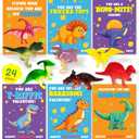 2 x Valentines Day Cards for Kids School, Dinosaur Designs of Valentine Cards with 24 Crads & 24 Dinosaur Figure Toys for Valentine's Day Kids Classroom Gifts Exchange Party Favors for Boys Girls