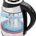 Chefman Electric Kettle with Temperature Control, 5 Presets LED Indicator Lights, Removable Tea Infuser, Glass Tea Kettle & Hot Water Boiler, 360 Swivel Base, BPA Free, Stainless Steel, 1.8 Liters