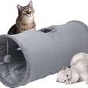 Cat Tunnel, Durable Suede Collapsible Cat Play Tube Toys with Play Ball, Indoor Cat Tunnel for Cat, Puppy, Kitty, Kitten, Rabbit (Small)