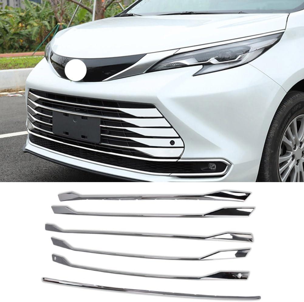 Beautost Fit For Toyota Sienna 2021 2022 2023 2024 2025 Front Grill Grille Cover Trim Trims Chrome ABS (For the model with parking sensors)