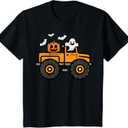 Kids Monster Truck Ghost Pumpkin Halloween Costume Toddler Boys T-Shirt 4T