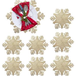 8 Piece Snowflake Placemats Set, 15 inch Christmas Placemats Decorations Snowflake Tablemats Place Mats Table Mats for Christmas Wedding New Year Dining Table Setting Kitchen