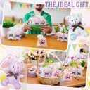 Poen 27 Pack Easter Stuffed Animals Bears with Cards Set Bulk Pastel Bunny Plush Easter Party Favors Baskets Filler Stuffers Classroom Exchange Prize Gift for Egg Hunt Party Favors (White Purple)