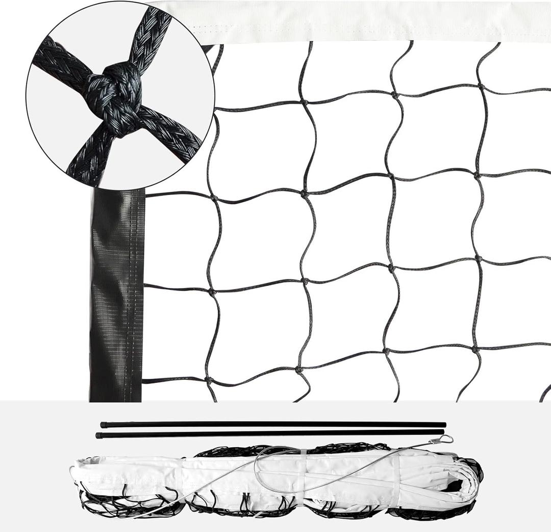 Professional Volleyball Net Heavy Duty Replacement Net - 32x3 FT - Steel Cable & Reinforced Dowels, 4" Square Mesh - for Outdoor Indoor, Backyard, Beach, Court, Pool, Park, School, Drills