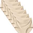 Kalapa Seamless Womens Underwear High Waisted No Show Briefs Silky Stretch Breathable Full Coverage Ladies Panties Multi Pack (US, Alpha, Medium, Regular, Regular, Nude (6 Pack))