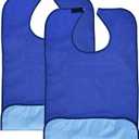 Celley 2 Pack Adult Bibs - Reusable and Washable Cotton Terry Cloth Aprons for Elderly, Seniors and Disabled