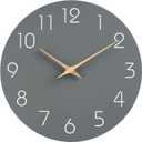 Mosewa Wall Clock 14 Inch Gray Battery Operated Silent Non Ticking Simple Modern Wood Clock Decorative for Bedroom Living Room Kitchen Home Office