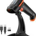 Tera 1D 2D QR Barcode Scanner Wireless and Wired with Battery Level Indicator Digital Printed Bar Codes Reader with Stand Portable Handheld Barcode Scanner Compact Plug and Play Model D5100-Z